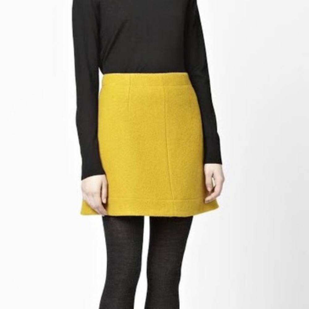 COS chartreuse mustard wool lined skirt size 8